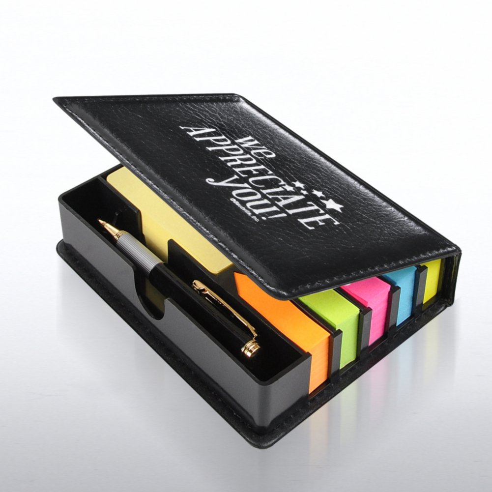 Flip Top Note Holder w/ Pen & Calendar - We Appreciate You