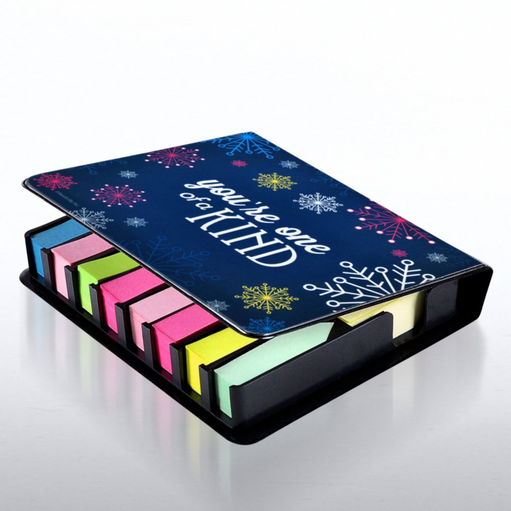 Flip Top Sticky Note Holder with Calendar - Snowflake