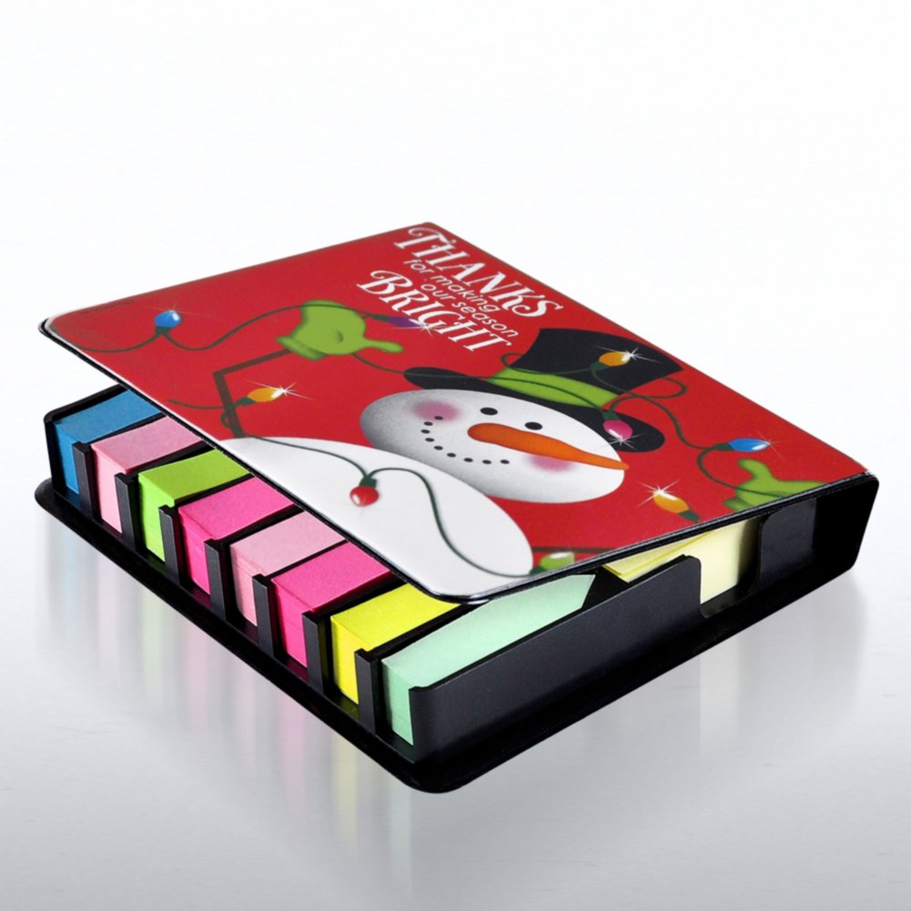 Flip Top Sticky Note Holder with Calendar - Snowman