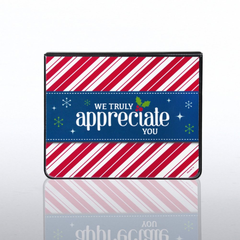 Flip Top Sticky Note Holder with Calendar - Candy Canes CLOSED