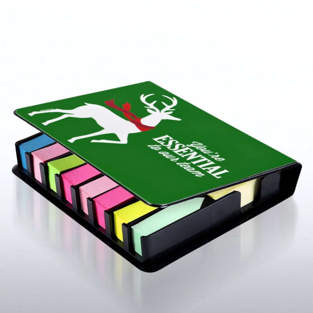 Flip Top Sticky Note Holder with Calendar - Reindeer