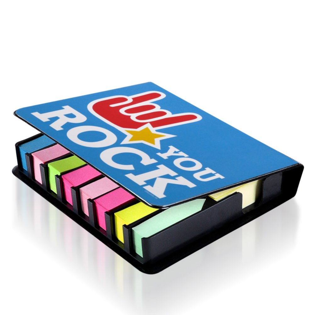 Flip Top Sticky Note Holder w/ Calendar - You Rock