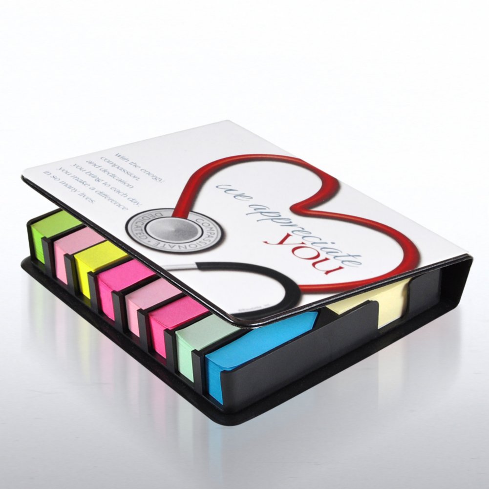 Flip Top Sticky Note Holder w/ Calendar - Stethoscope