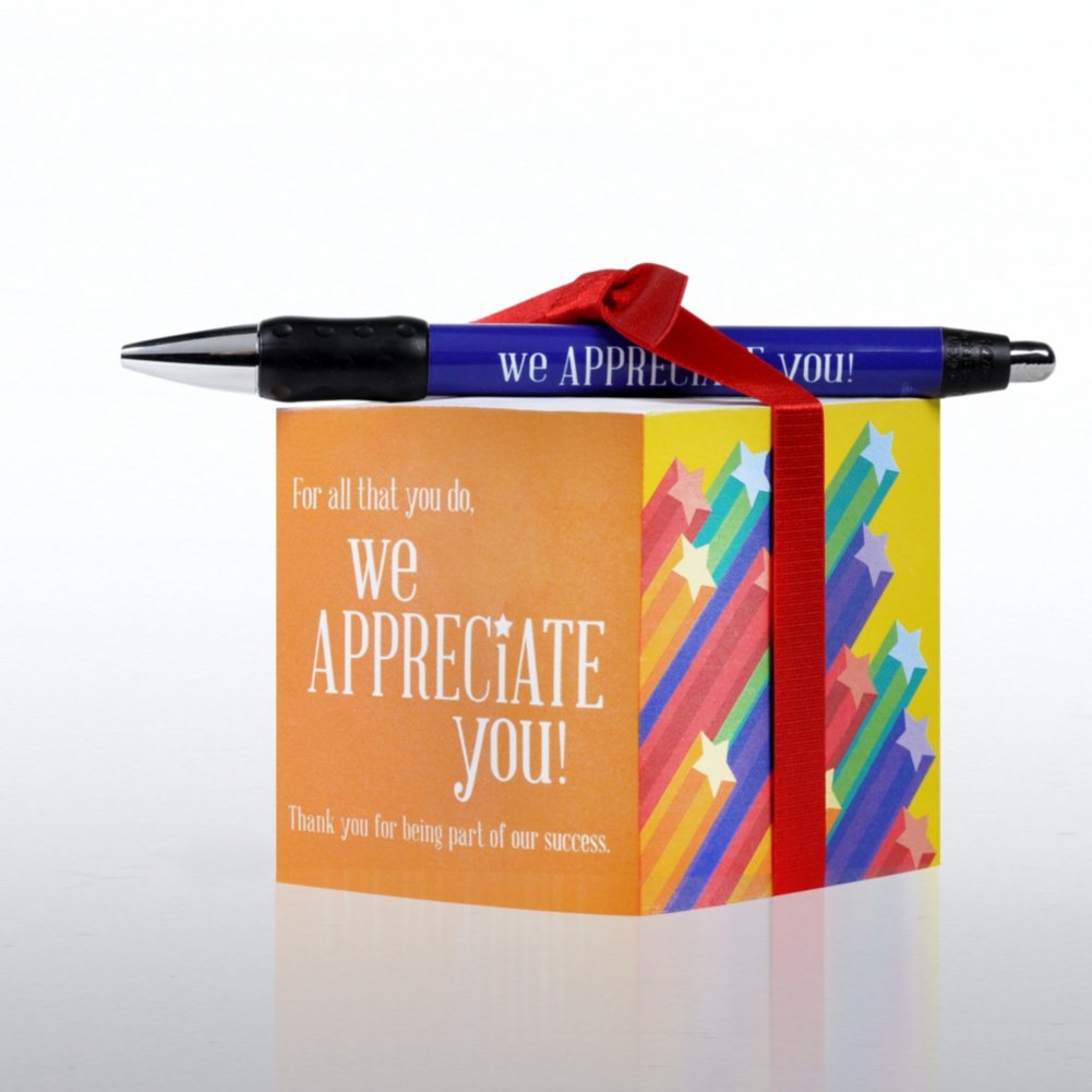 Note Cube & Pen Gift Set - We Appreciate You BACK