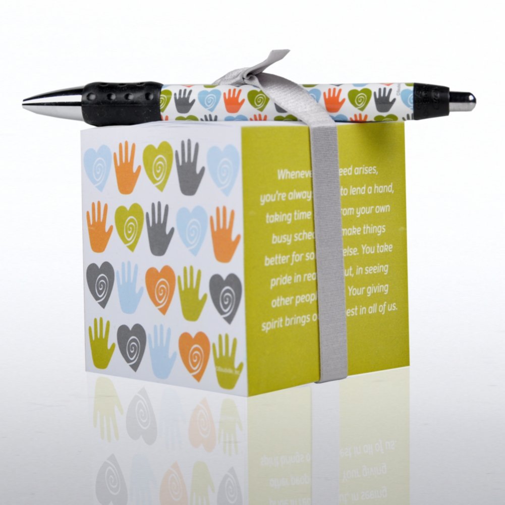 Note Cube & Pen Gift Set - Helping Hand BACK