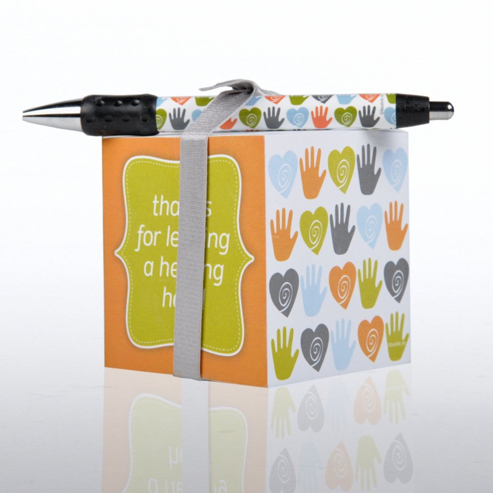 Note Cube & Pen Gift Set - Helping Hand SIDE