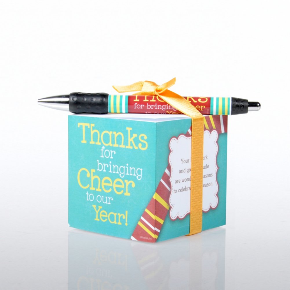 Note Cube & Pen Gift Set - Snowman: Cheer to Our Year