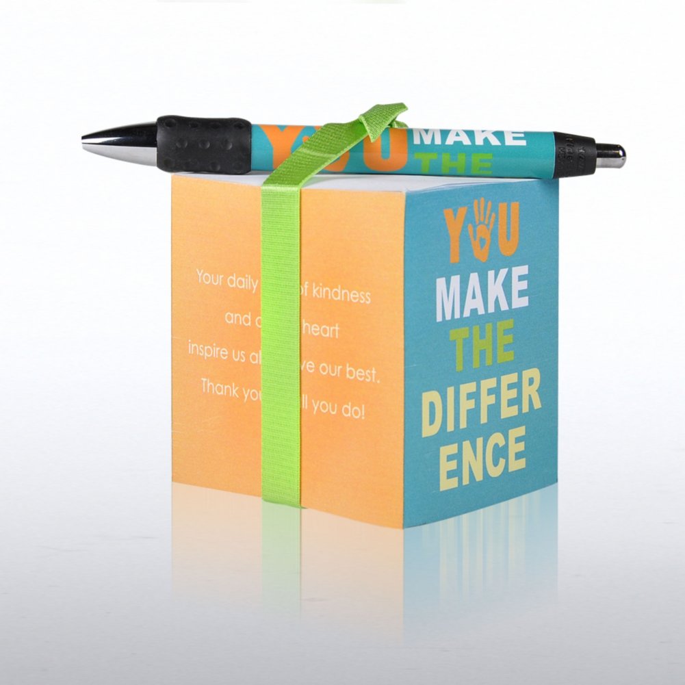 Note Cube & Pen Gift Set - You Make the Diff - Healthcare BACK