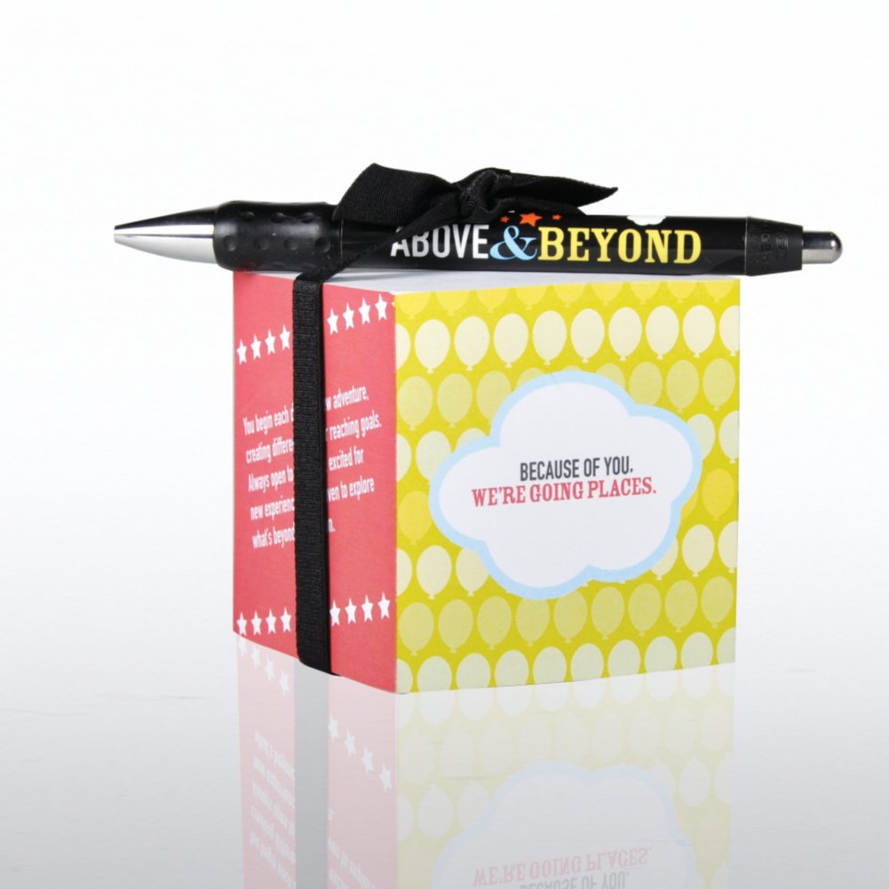 Note Cube & Pen Gift Set - Above & Beyond Theme BACK