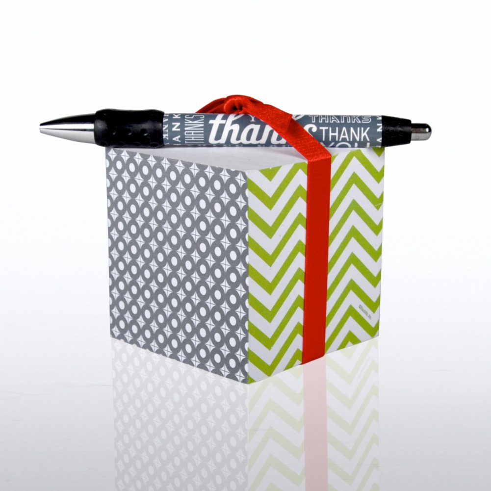 Note Cube & Pen Gift Set - Thank You Theme BACK