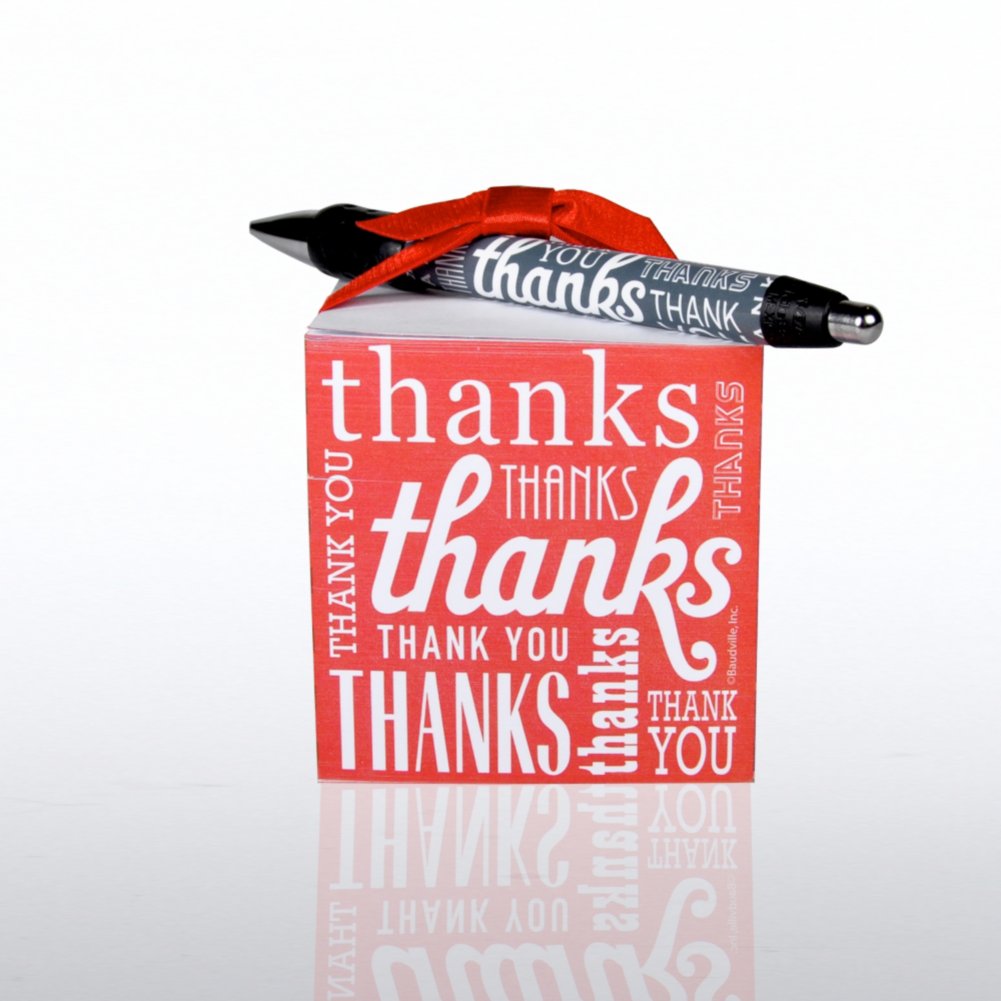 Note Cube & Pen Gift Set - Thank You Theme SIDE