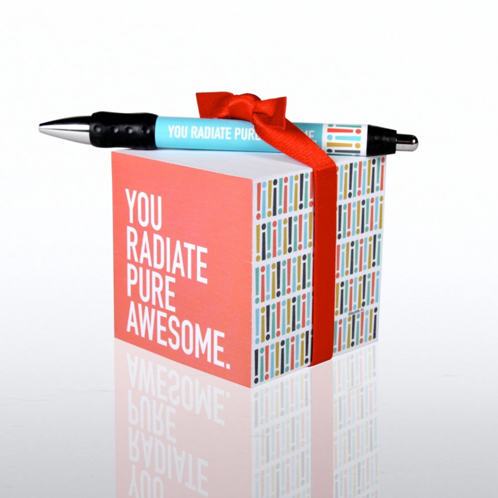 Note Cube & Pen Gift Set - Exclamations-Pure Awesome