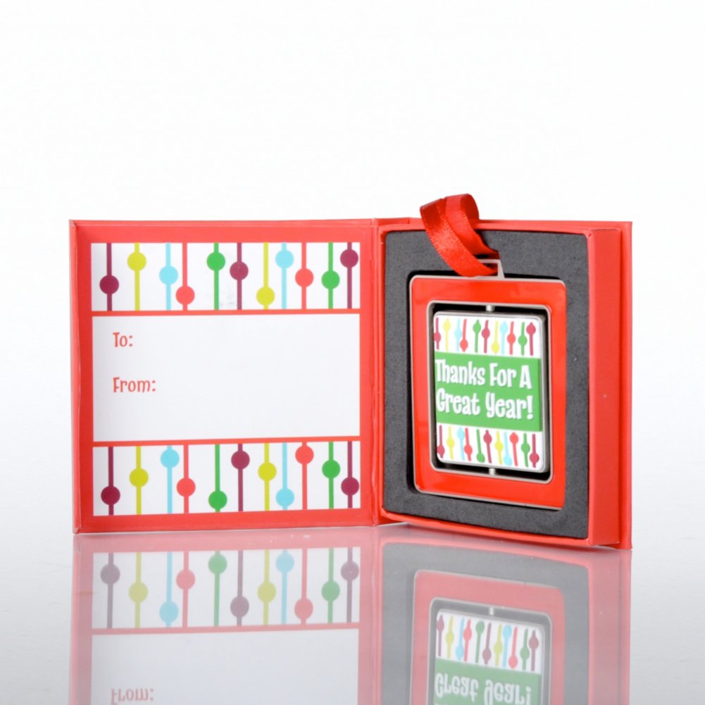 Spinner Ornament - Thanks for a Great Year - Stripes OPEN