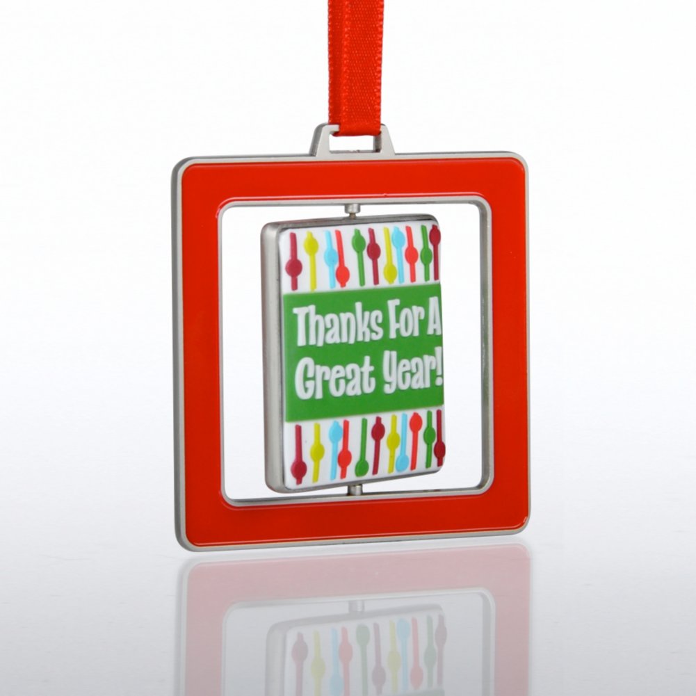 Spinner Ornament - Thanks for a Great Year - Stripes SIDE