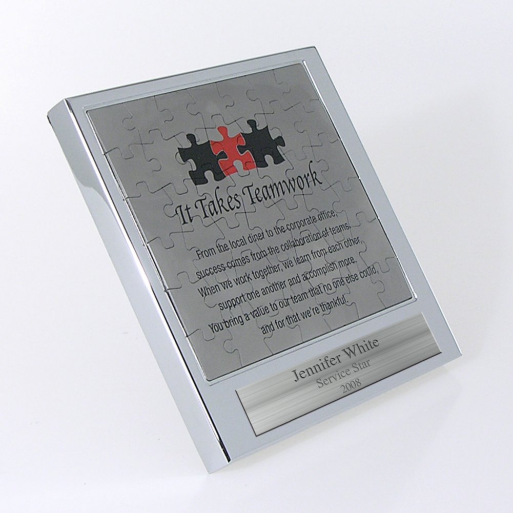 Magnetic Puzzle Trophy - It Takes Teamwork SIDE