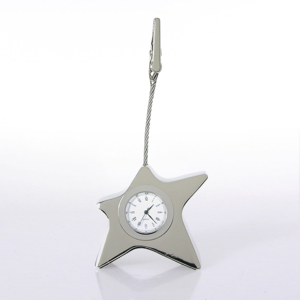 Silver Clock Memo Clips - Star