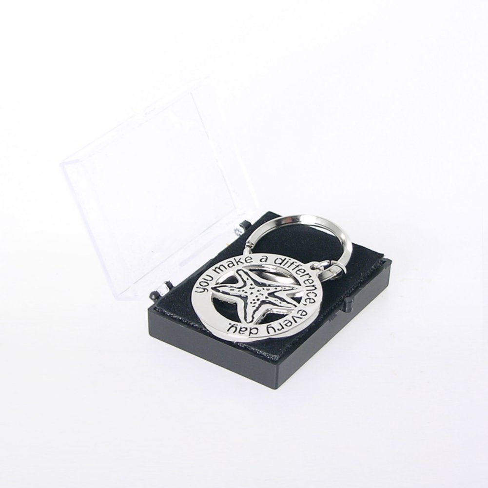 Nickel-Finish Key Chain - You make a difference every day BOX