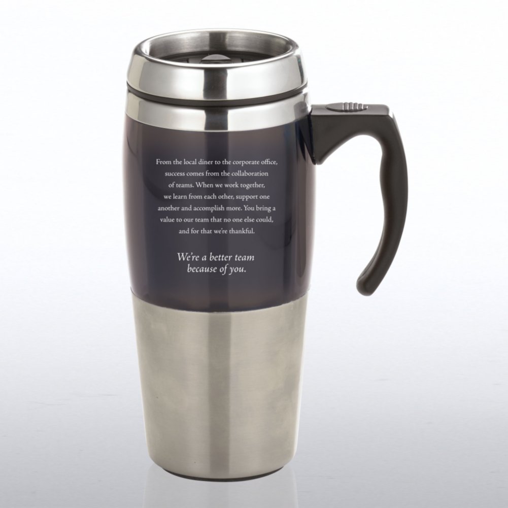 Stainless Steel Travel Mug - It Takes Teamwork BACK