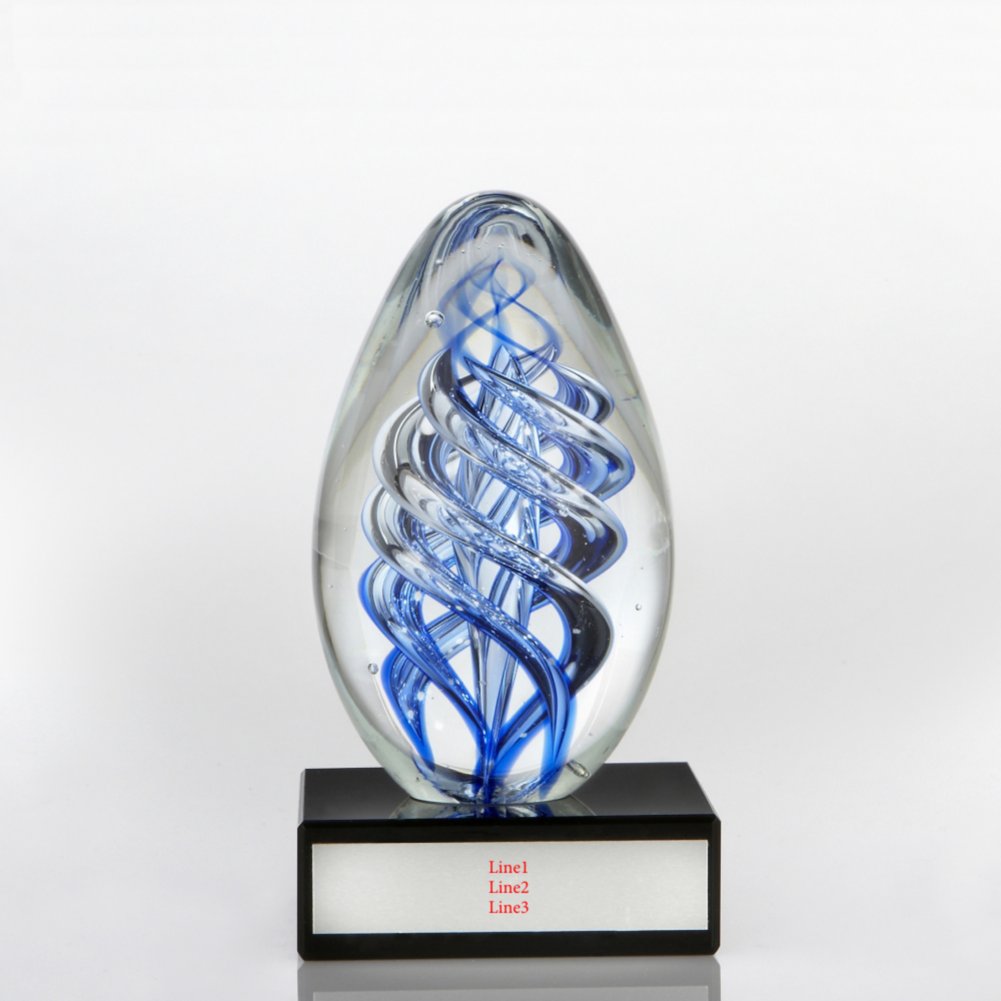 Art Glass Blue Swirl Trophy