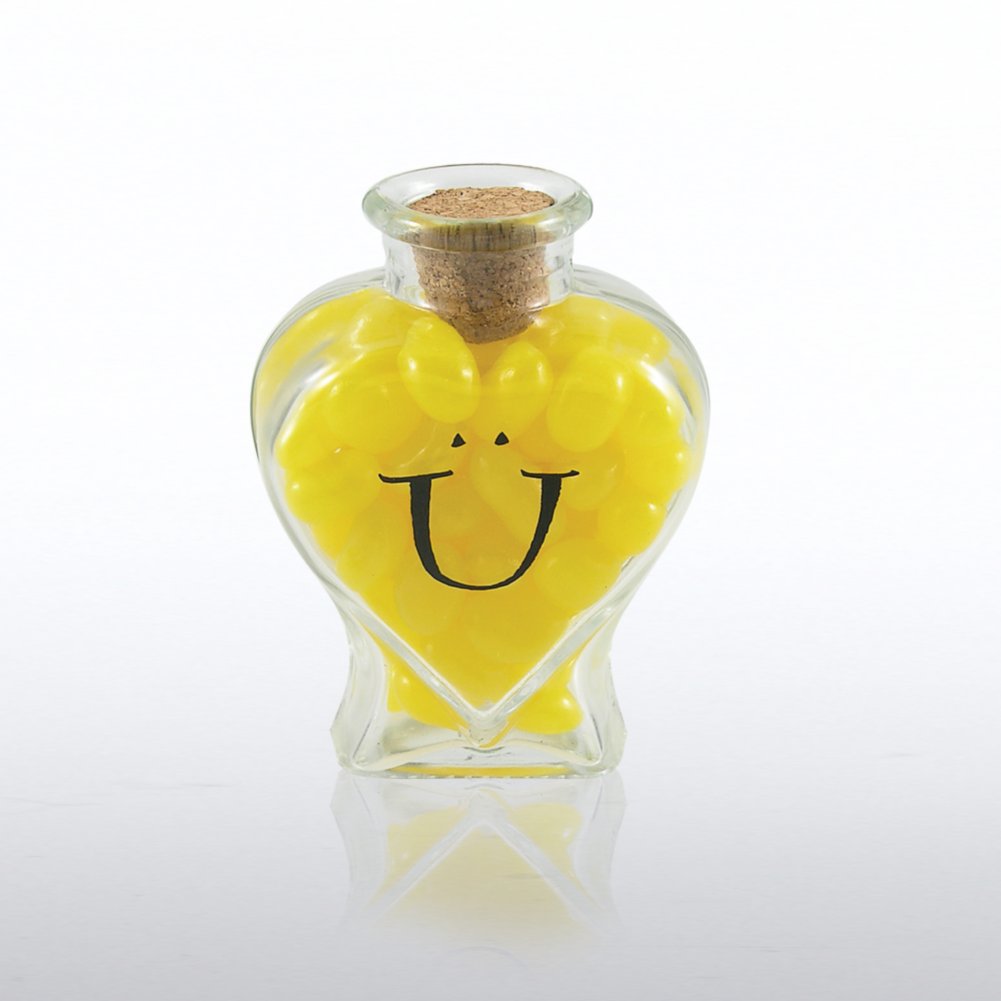 Glass Candy Jar - Heart - Smiley Face