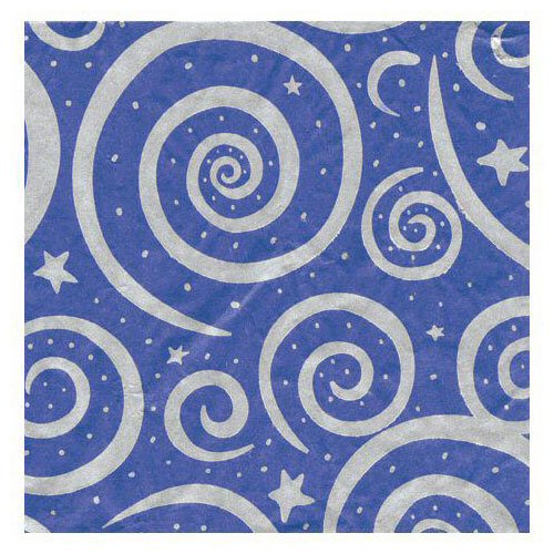 Tissue Paper - Royal w/ Silver Stars & Swirls