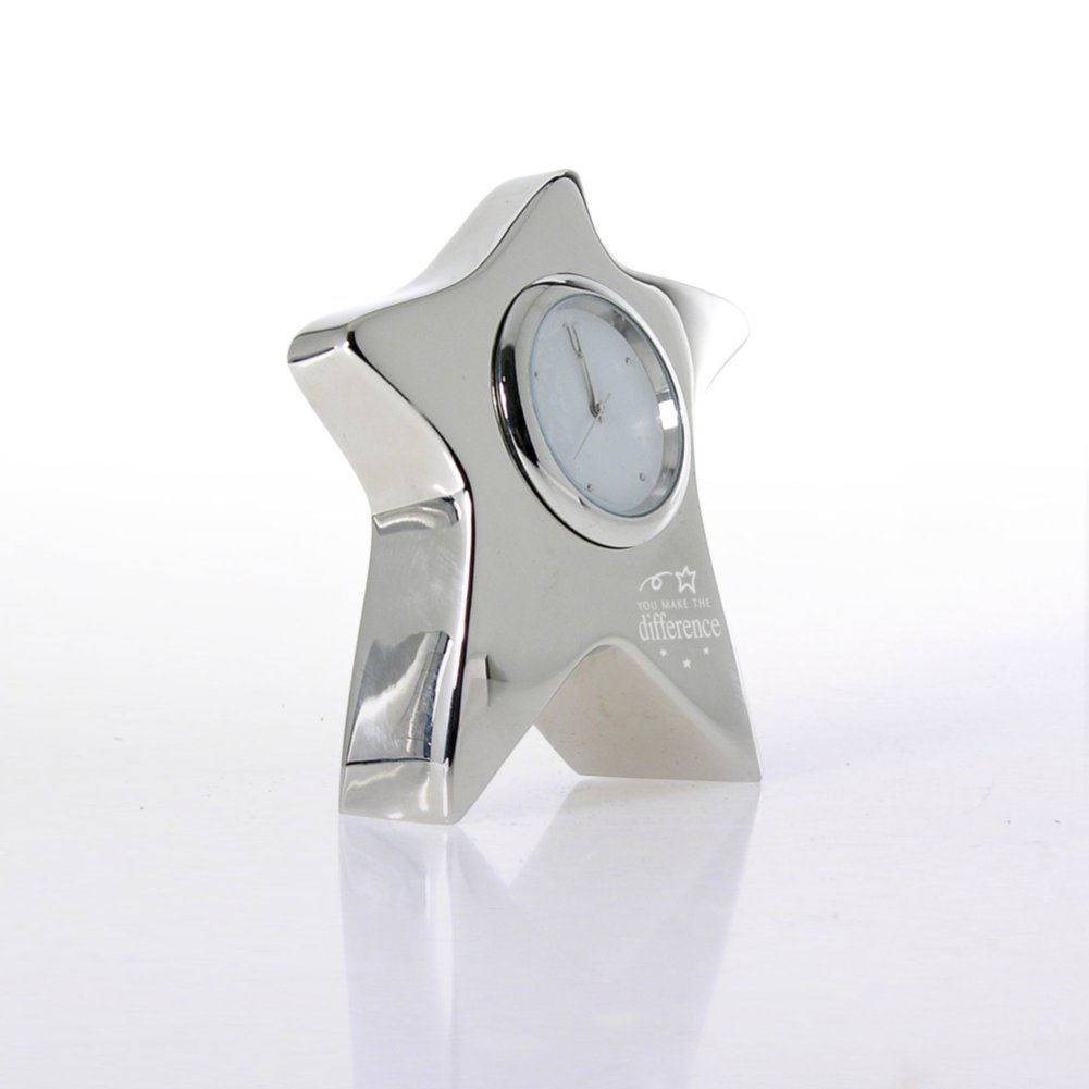 Silver Star Desk Clock - You Make the Difference SIDE