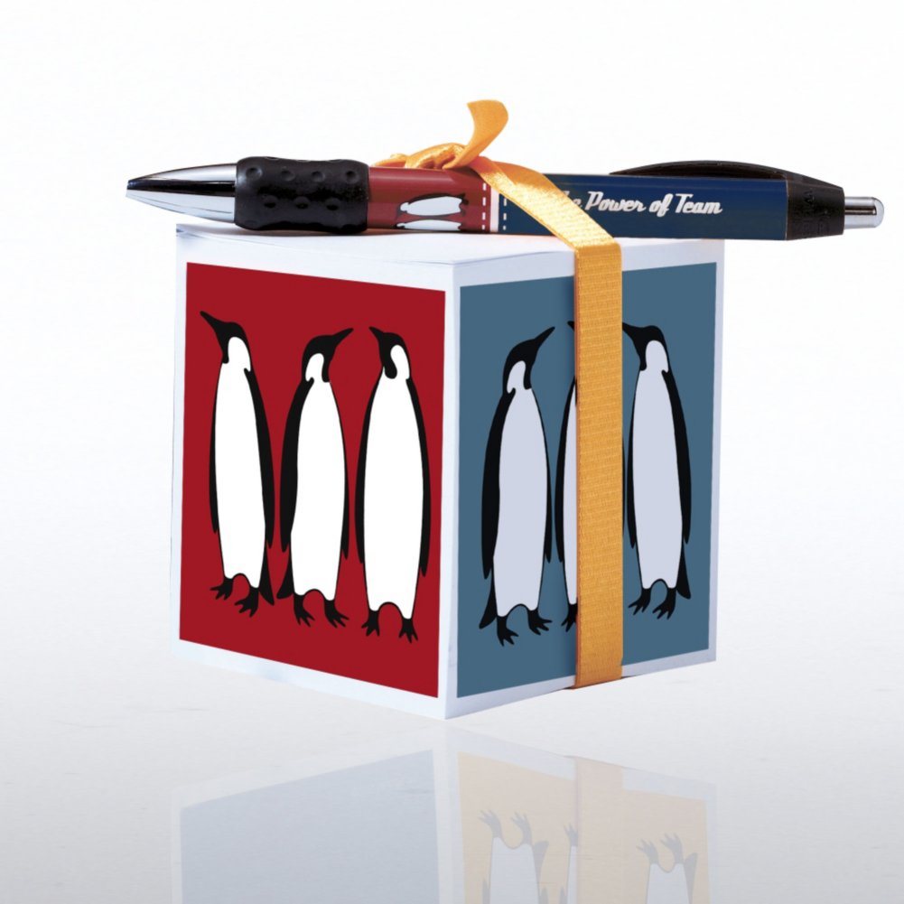 Note Cube & Pen Gift Set - Penguin: Stronger Team BACK
