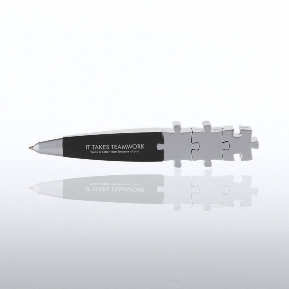 Puzzle Piece Pens - It Takes Teamwork - Black