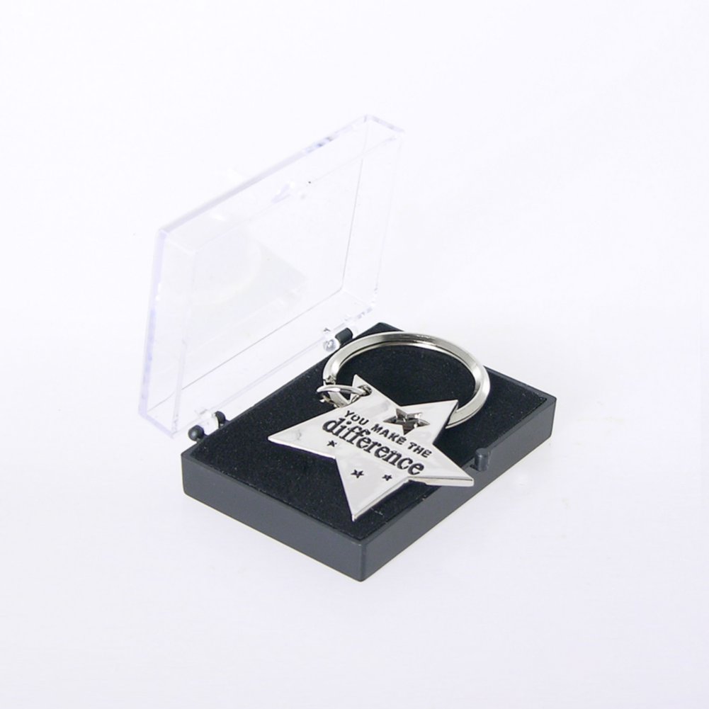 Nickel-Finish Key Chain - You Make the Difference Star BOX