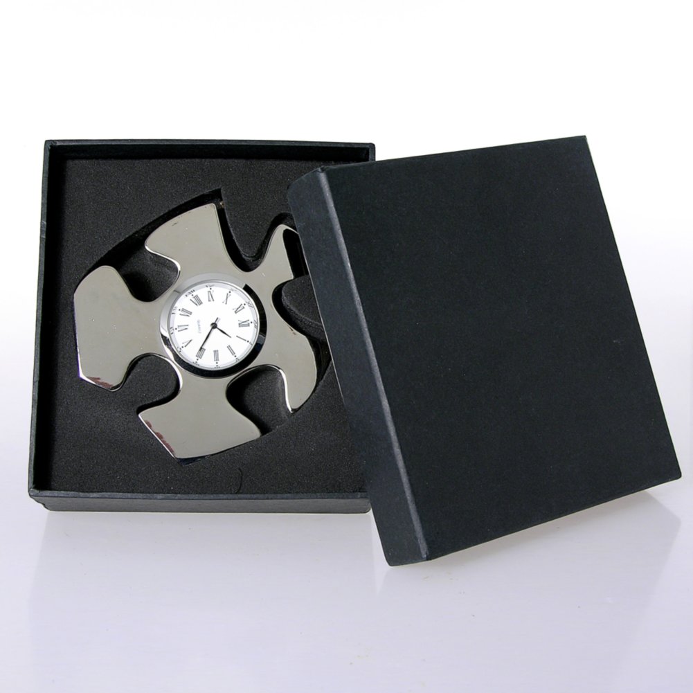 Silver Themed Desk Clock - Essential Piece BOX