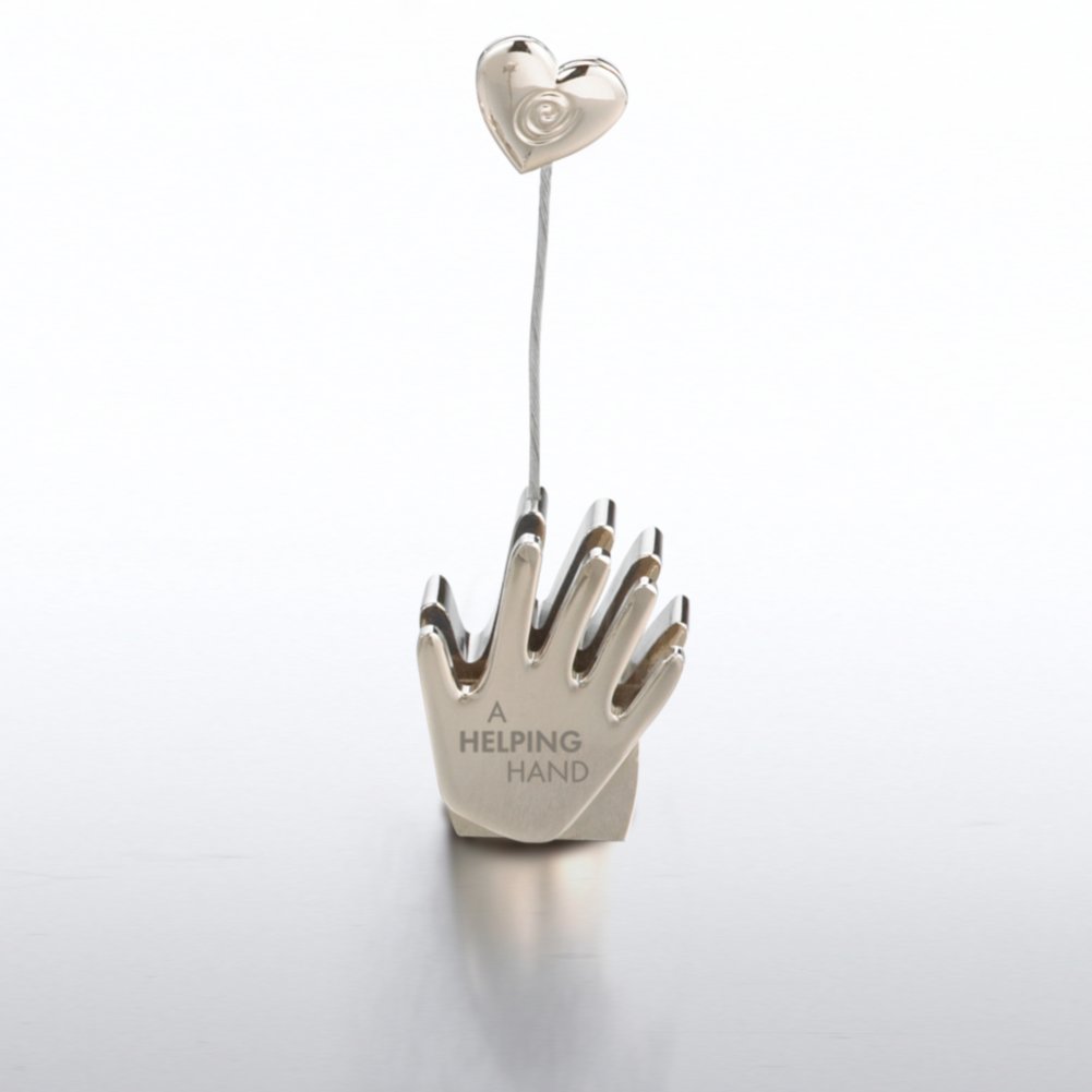 Silver Business Card / Memo Holder - Helping Hand