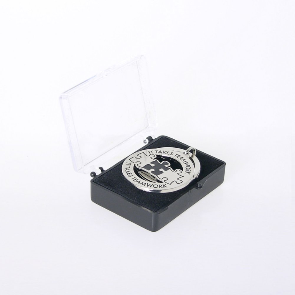 Nickel-Finish Key Chain - It Takes Teamwork BOX