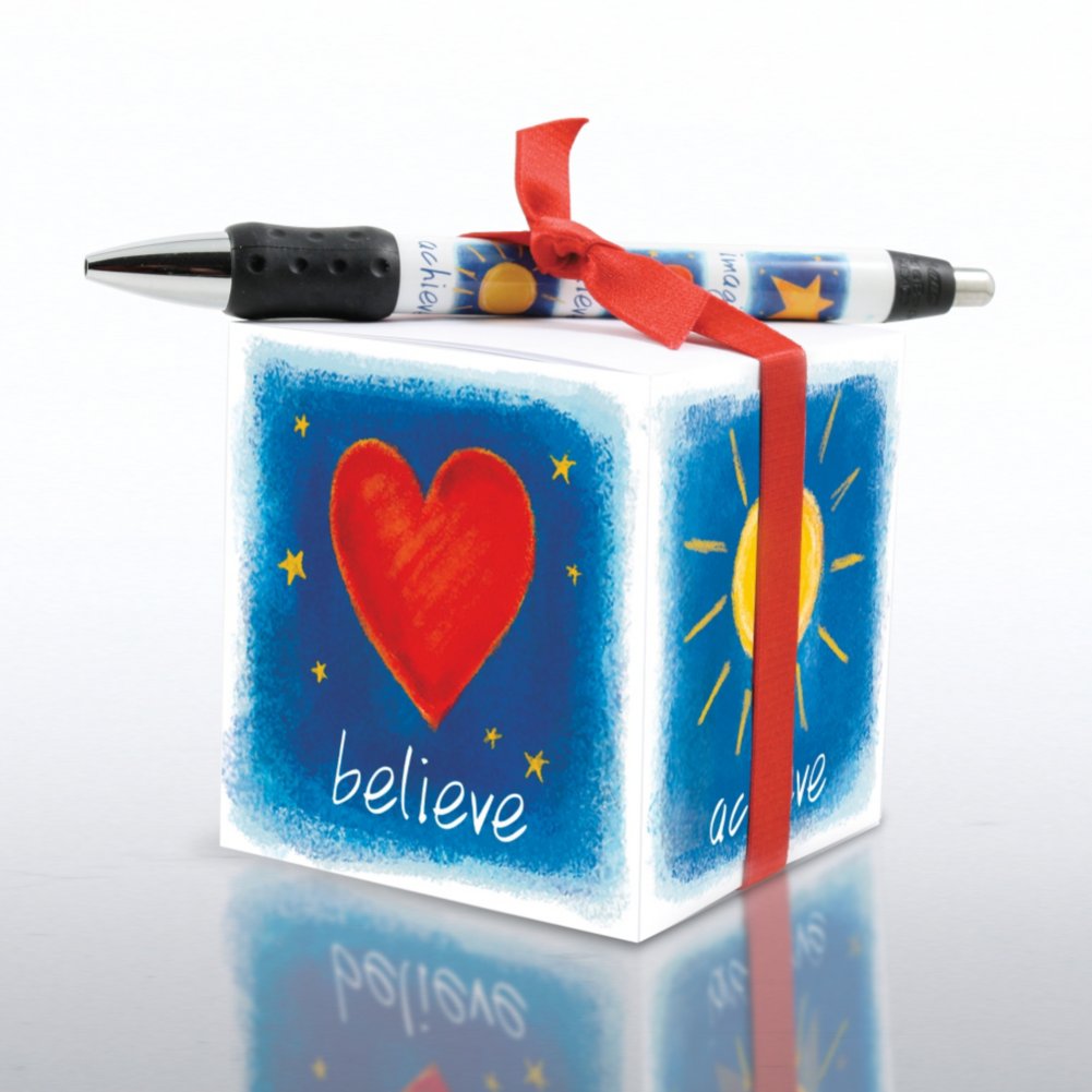 Note Cube & Pen Gift Set - Imagine, Believe, Achieve BACK