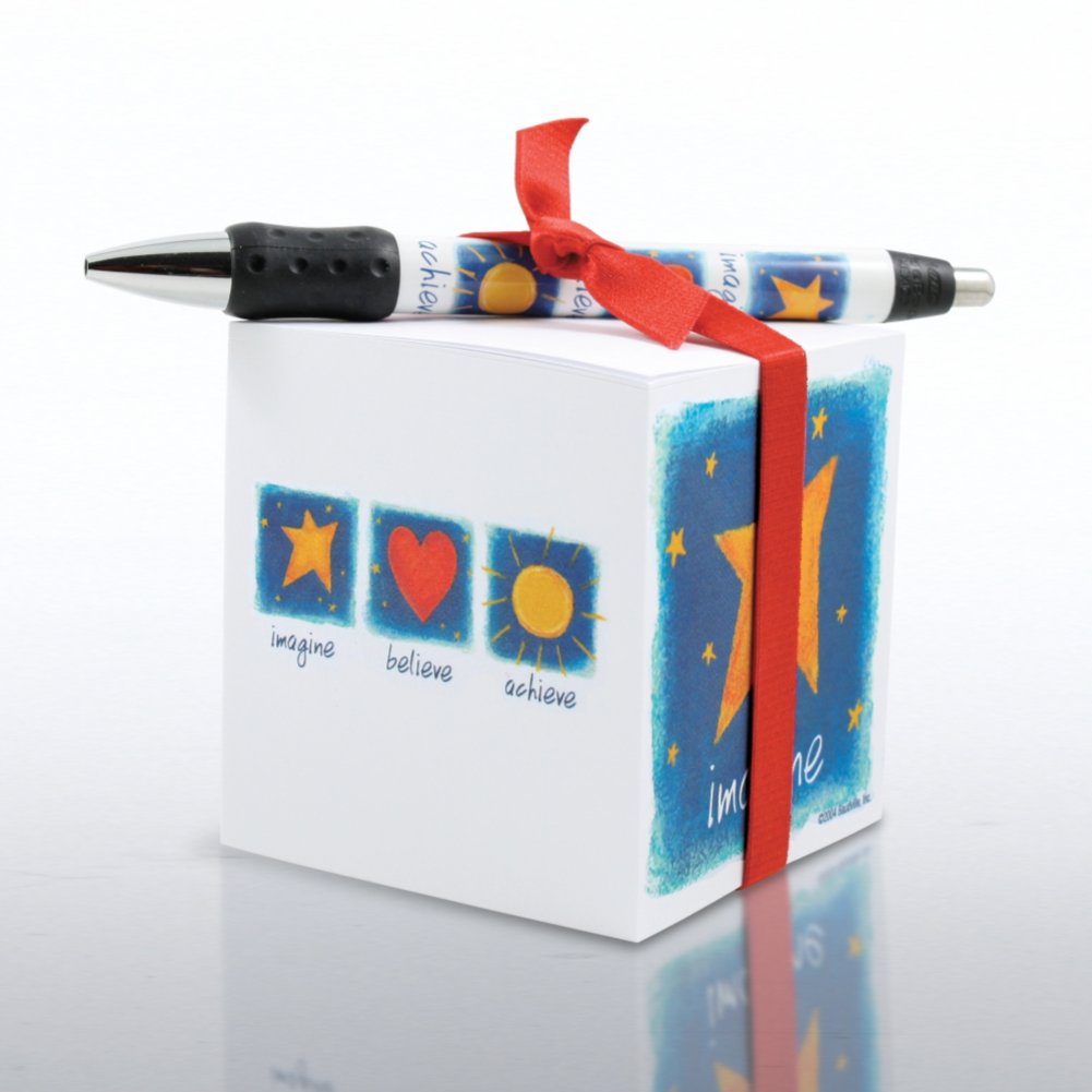 Note Cube & Pen Gift Set - Imagine, Believe, Achieve