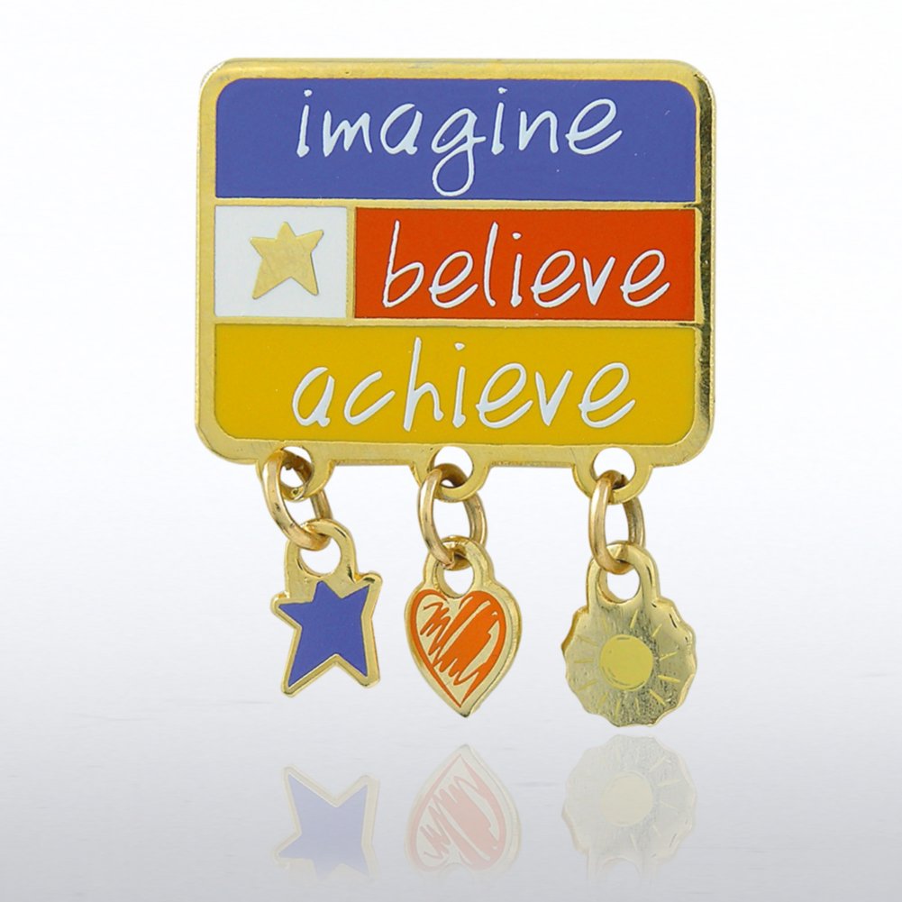 Charm Lapel Pin - Imagine Believe Achieve