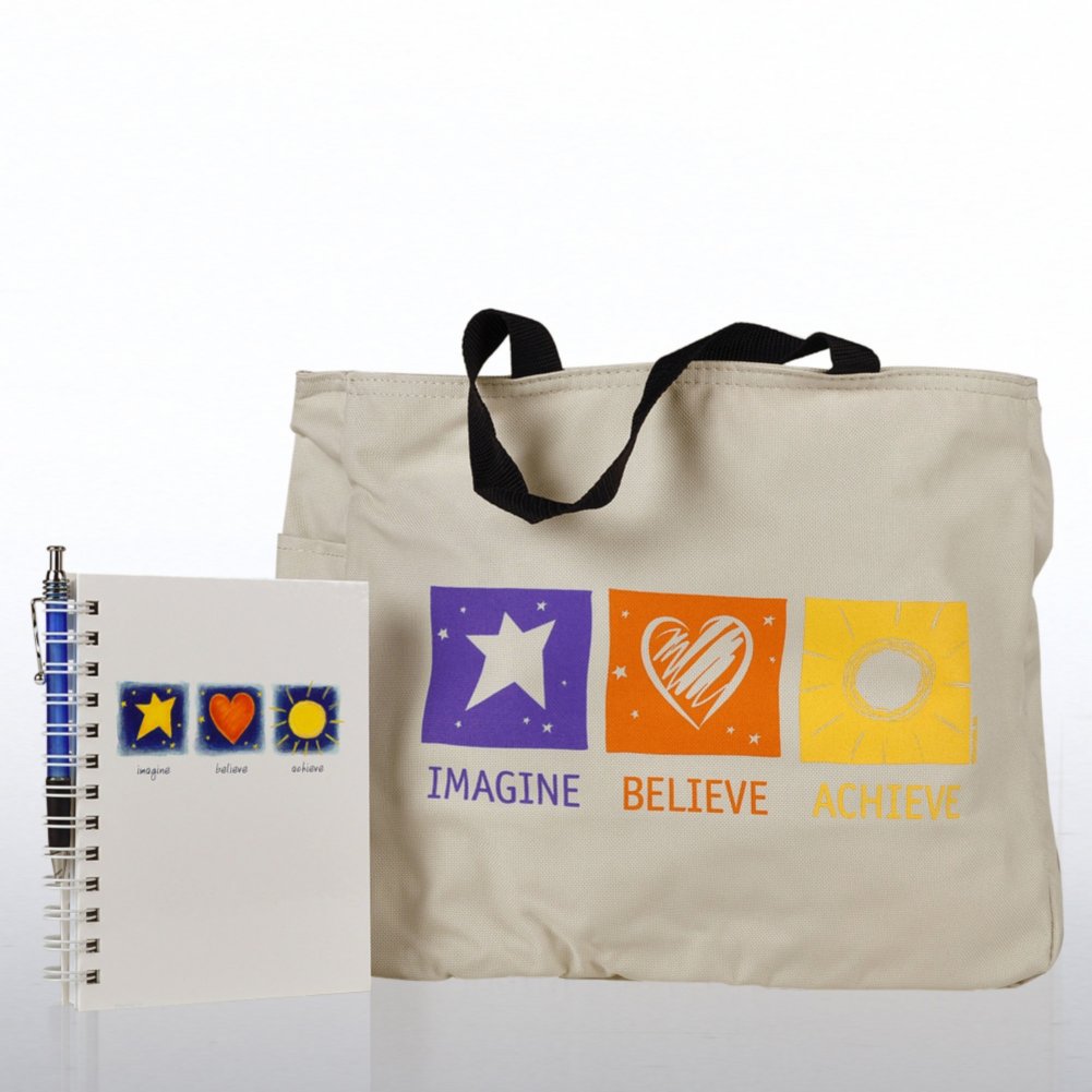 Journal, Pen & Tote Gift Set - Imagine, Believe, Achieve