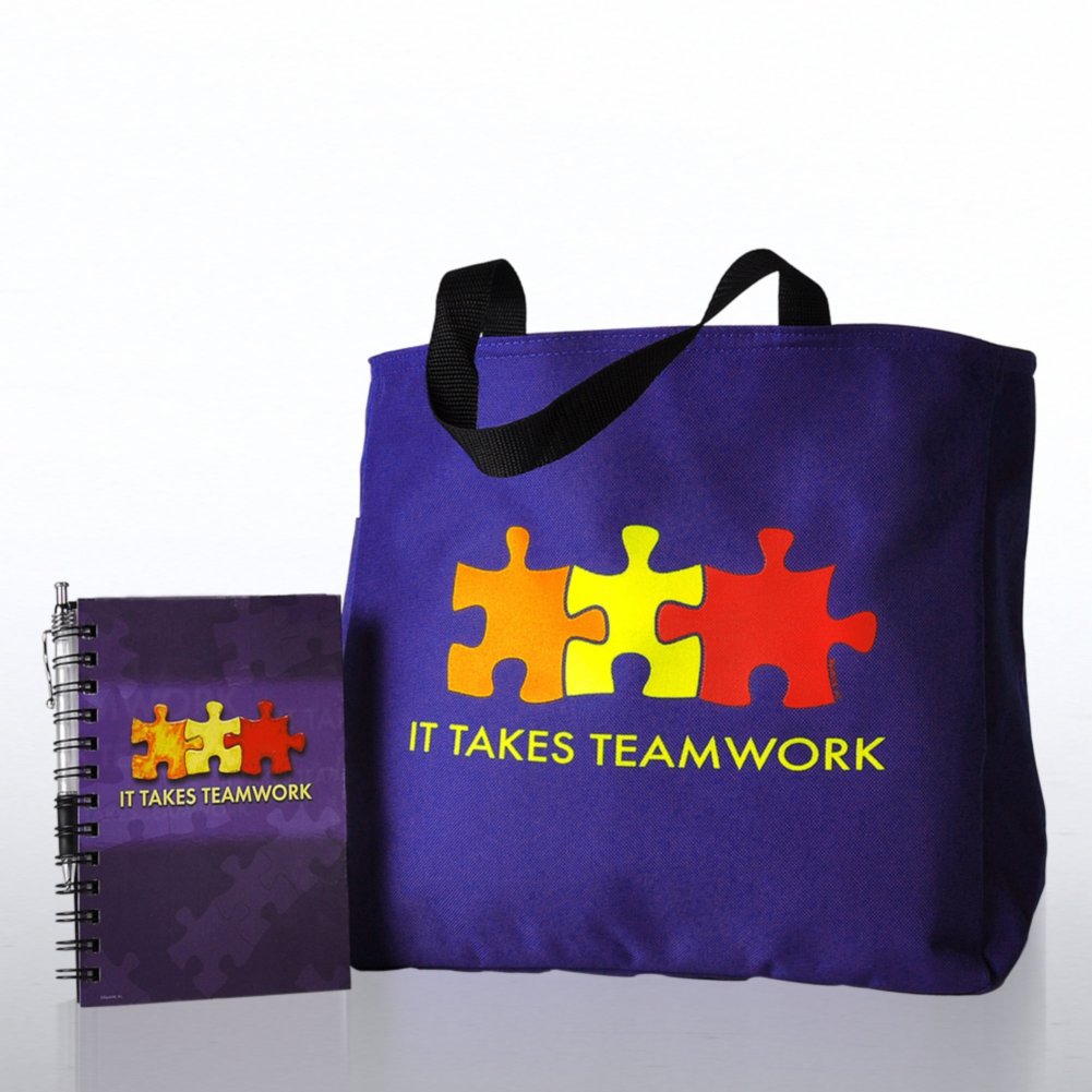 Journal, Pen & Tote Gift Set - It Takes Teamwork