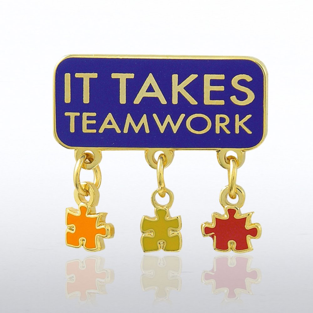 Charm Lapel Pin - It Takes Teamwork