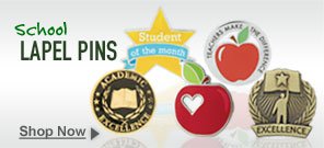 Shop Education-themed lapel pins