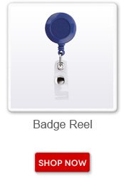 Badge reel. Shop now button