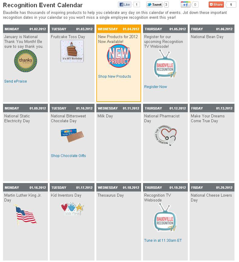 Link to the Recognition Event Calendar