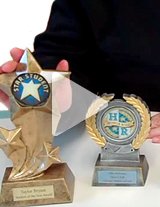 Watch the video to learn more about these low-cost student trophies.