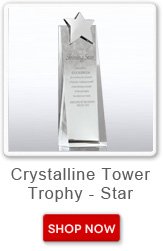 Crystalline tower trophy - star. Shop now button