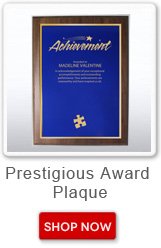 Prestigious award plaque. Shop now button