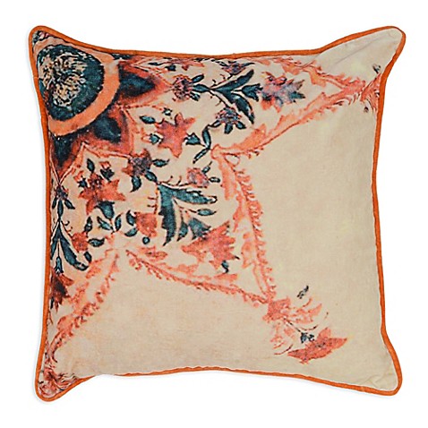 Villa Home Morelia Square Throw Pillow in Beige/Orange/Teal - Bed Bath & Beyond