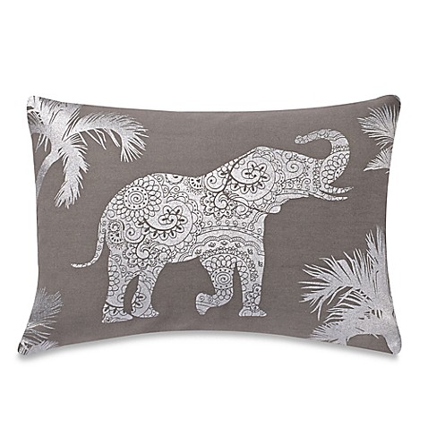 Make-Your-Own-Pillow Kandula Elephant Rectangle Throw Pillow Cover in Grey - Bed Bath & Beyond