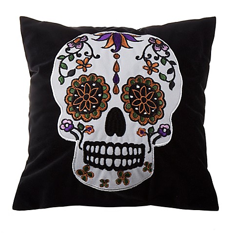 Buy Halloween Sugar Skull Mini Throw Pillow in Black/White from Bed Bath & Beyond