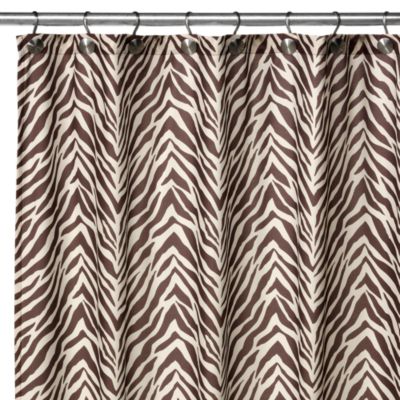 Watershed™ Single Solution® 2-in-1 Zebra Fabric Shower Curtain - Brown ...
