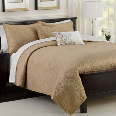 Medallion Reversible Quilt Set In Taupe - Bed Bath & Beyond