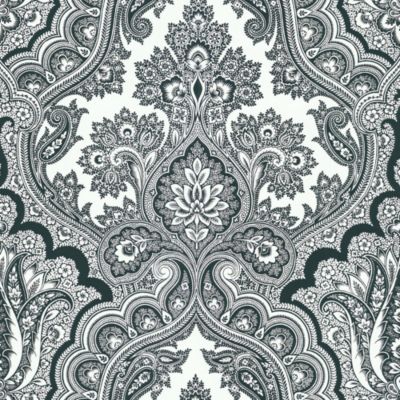 Echo Design™ Paisley Wallpaper Sample in Black and White - Bed Bath